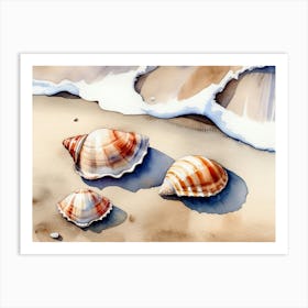 Seashells on the beach, watercolor painting 5 Art Print