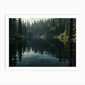 Lake In The Forest Art Print