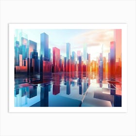 3d Abstract Cityscape With Futuristic Buildings 1 Art Print