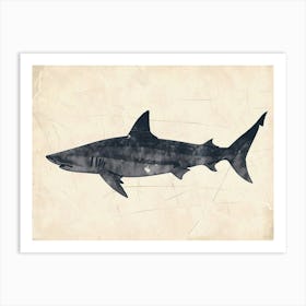 Mako Shark Grey Silhouette 1 Art Print