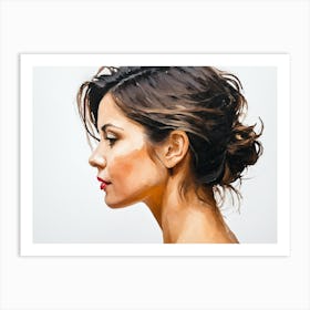 Side Profile Of Beautiful Woman Oil Painting 10 Art Print