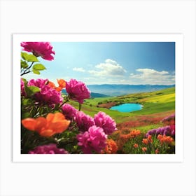 Colorful Flowers In The Mountains Art Print