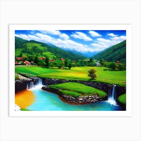 Waterfall In The Valley Art Print