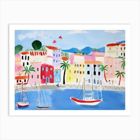 Ancona Italy Cute Watercolour Illustration 3 Art Print