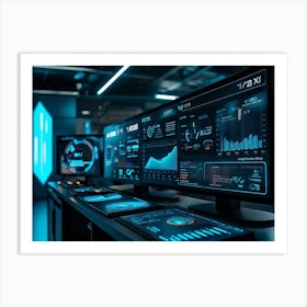 Futuristic Dashboard Interface Illustrates Ai Driven Business Management Set Against Sleek Dark Mod (5) Póster