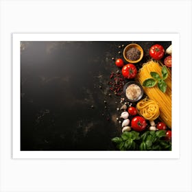 Pasta On Black Background 4 Art Print