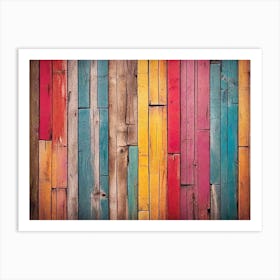 Colorful wood plank texture background 18 Art Print