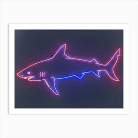 Neon Sign Inspired Shark 3 Art Print