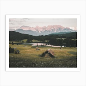 Cabin In Open Meadow Art Print