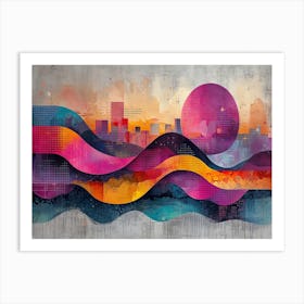 Colorful Chronicles: Abstract Narratives of History and Resilience. Abstract Cityscape Art Print