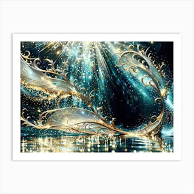 Sparkling golden waves in the sea 6 Art Print