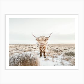 Highland Cow Snowy Field Winter Nature Photography Art Print