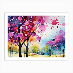 Watercolor Of Trees 6 Art Print