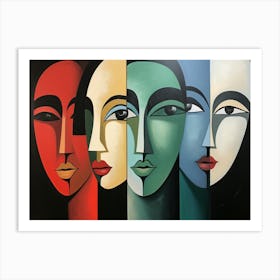 Four Faces By Sreekumar Art Print