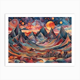 Mountains At Night Art Print