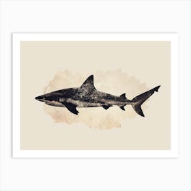 Nurse Shark Grey Silhouette 1 Art Print