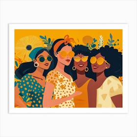 Modern Illustration Of Women In Harmony Enjoying Their Diversity 4 Art Print