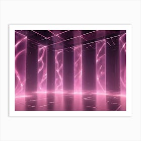 Abstract Image Of A Futuristic Room With Glowing Pink Lines, Creating A Sense Of Depth And Energy Art Print