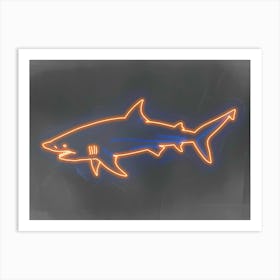 Orange Smooth Hammerhead Neon Shark 3 Art Print