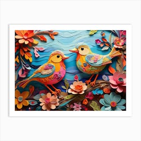 Default A Vividly Intricate Design Of Whimsical Birds And Deli 1 Art Print