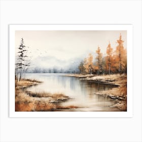 A Painting Of A Lake In Autumn 33 Art Print