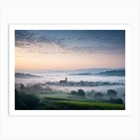 Ethereal Landscape At Twilight Encompassing Both Urban And Rural Settings Cities And Villages Shro Art Print