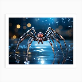 Anthropomorphic Spider Resembling A Graceful Ballerina Poised Elegantly On A Water Droplet Highly D Art Print