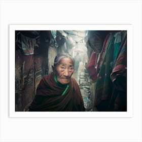 Shantiva zaga, a buddhist nun in a poor towin in India Art Print