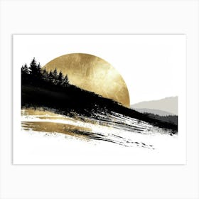 Gold Brush Strokes 10 Art Print