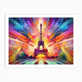 Abstract Artistic Illustration Of The Eiffel Tower With Colorful Swirls Art Print