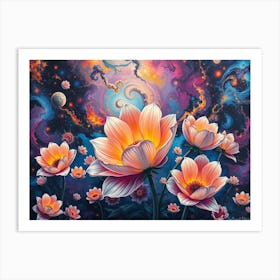 Flux Schnell A Sprawling Cosmic Landscape Of Giant Flowers Blo 1 Poster