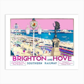 Brighton And Hove, England, Vintage Travel Poster Art Print