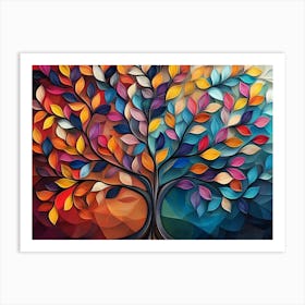 Colorful Tree with Vibrant Leaves Hanging Branches 1 Art Print