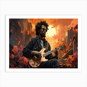 Guitar Player In A City 4 Art Print