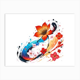 Abstract Paint Splash Flower Arrangement 24 Art Print
