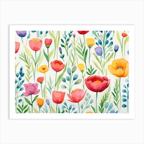 Watercolor Flowers 1 Art Print