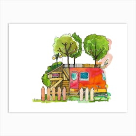 Kid's Camper Van Art Print