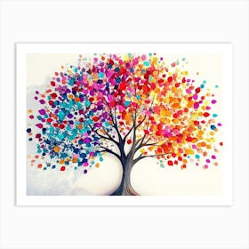 Colorful Tree With Leaves On Hanging Branches 6 Art Print