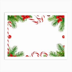 Christmas Frame With Candy Canes Art Print