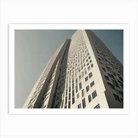 A Modern Skyscraper With Irregular Window Placement Stretches Towards The Sky, Showcasing Unique Architecture And Urban Design Art Print