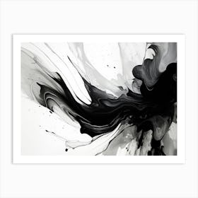 Fluid Dynamics Abstract Black And White 8 Art Print