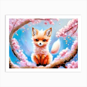 Kit With Cherry Blossoms1 Art Print