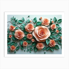 Roses Surrounded By Leaves And Flowers 2 Art Print