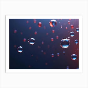 Closeup Photo Of Water Droplets On A Blue Background Art Print