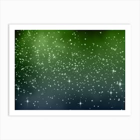 Green Shades Tints Shining Star Background Art Print