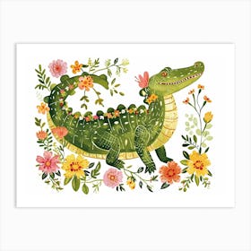 Little Floral Crocodile 5 Art Print