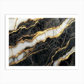 Gold And Black Marble Art Print