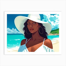 Illustration of an African American woman at the beach 8 Art Print