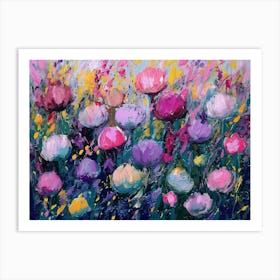 Colorful Painting Of Flowers pink purple yellow Art Print