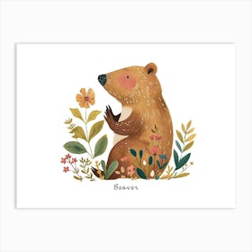 Little Floral Beaver 1 Poster Art Print